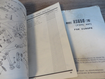 Preview: Yamaha XS650 Typ 447 Ersatzteilkatalog 1977 + Ergänzung 1978 Parts List