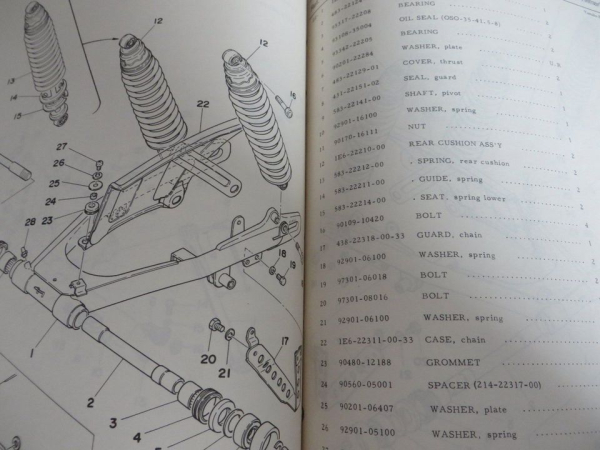 Yamaha XT500 XT500C (1976) Ersatzteilkatalog Parts List