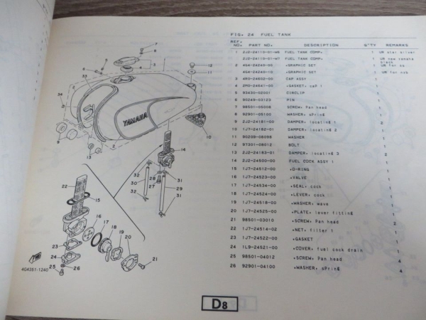 Yamaha SR500SP SR500 Speichenversion Ersatzteilkatalog Parts List