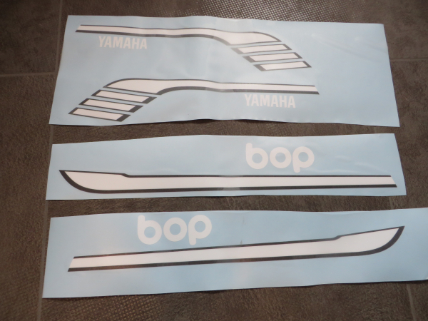 Aufkleber Set für Yamaha LB3-M und LB3-80 Bop weisse Schrift
