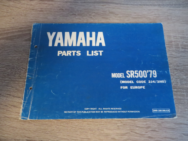 Yamaha SR500 2J4 3H0 (1979) Ersatzteilkatalog Parts List Original  Original Ersatzteil – MG-Teileshop