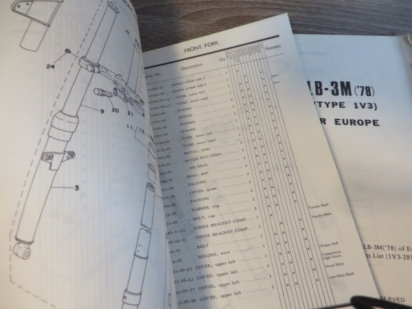 Yamaha LB3-M Bop Ersatzteilkatalog 1977 + Ergänzung 1978 Parts List