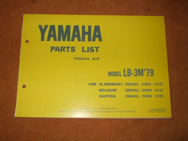 Yamaha Bop LB-3M `79 1V3 1V4 1V5 Parts List Teilekatalog Ersatzteilliste  Original Ersatzteil – MG-Teileshop