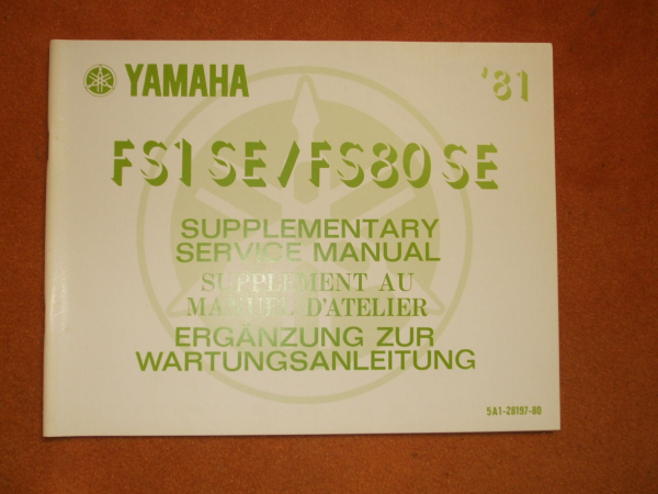 Yamaha FS1 SE / FS80 SE `81 Ergänzung zur Wartungsanleitung Original NEU  Original Ersatzteil – MG-Teileshop
